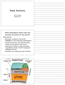 Plate Tectonics What phenomena result from the peculiar structure of the Earth? •