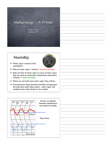 Humidity Meteorology - A Primer •
