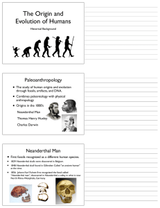 The Origin and Evolution of Humans • Paleoanthropology