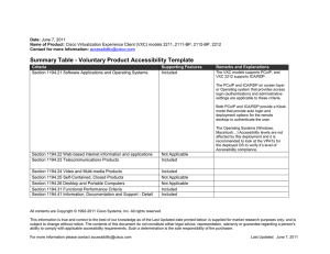 Summary Table - Voluntary Product Accessibility Template Date: Name of Product: