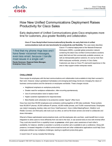 mmunications Deployment Raises How New Unified Co Productivity for Cisco Sales