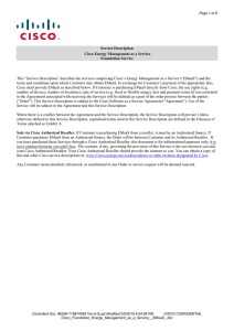This “Service Description” describes the services comprising Cisco’s Energy Management... Service Description Cisco Energy Management as a Service