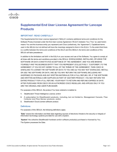 Supplemental End User License Agreement for Lancope Products