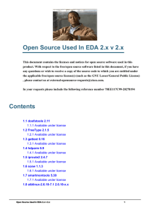 Open Source Used In EDA 2.x v 2.x