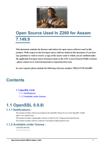 Open Source Used In Z260 for Assam 7.149.9