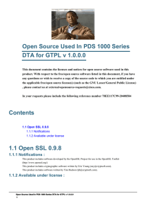 Open Source Used In PDS 1000 Series