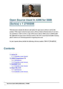 Open Source Used In 4398 for SBB (Serbia) v 1 2700S98