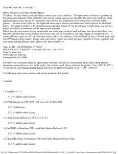 Cisco 8685 for UPC v 4.0.0.8E24 OPEN SOURCE LICENSE SUPPLEMENT