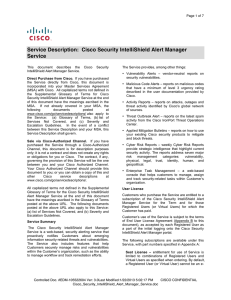 Service Description:  Cisco Security IntelliShield Alert Manager Service