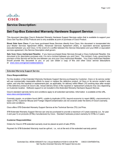 Service Description: Set-Top-Box Extended Warranty Hardware Support Service