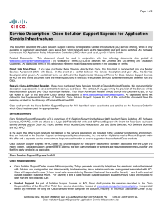 Service Description: Cisco Solution Support Express for Application Centric Infrastructure