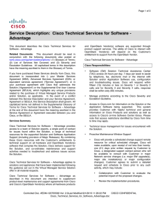 Service Description:  Cisco Technical Services for Software - Advantage