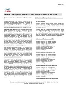 Service Description: Validation and Test Optimization Services