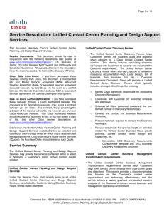Service Description: Unified Contact Center Planning and Design Support Services