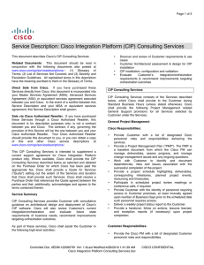 Service Description: Cisco Integration Platform (CIP) Consulting Services