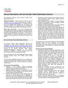 Service Description: Service Provider Video Optimization Service