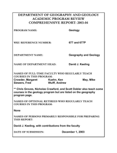 DEPARTMENT OF GEOGRAPHY AND GEOLOGY ACADEMIC PROGRAM REVIEW COMPREHENSIVE REPORT: 2003-04