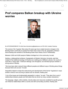 Prof compares Balkan breakup with Ukraine worries - News -...