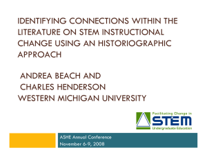 IDENTIFYING CONNECTIONS WITHIN THE LITERATURE ON STEM INSTRUCTIONAL CHANGE USING AN HISTORIOGRAPHIC APPROACH