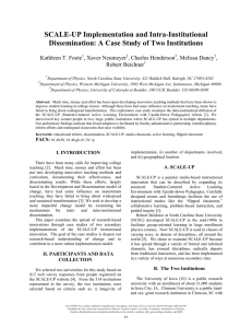 SCALE-UP Implementation and Intra-Institutional Dissemination: A Case Study of Two Institutions