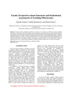Faculty Perspectives about Instructor and Institutional Assessments of Teaching Effectiveness