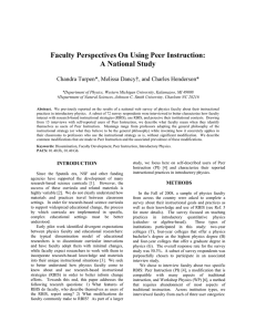 Faculty Perspectives On Using Peer Instruction: A National Study