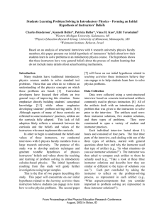 Students Learning Problem Solving in Introductory Physics – Forming an... Hypothesis of Instructors’ Beliefs