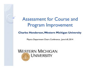 Assessment for Course and Program Improvement Charles Henderson, Western Michigan University