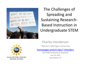 The Challenges of Spreading and Sustaining Research- Based Instruction in