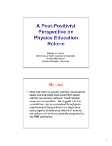 A Post-Positivist Perspective on Physics Education Reform