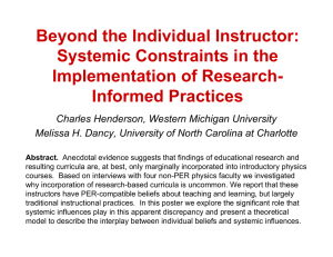 Beyond the Individual Instructor: Systemic Constraints in the Implementation of Research- Informed Practices