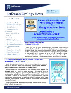 Urology US News 2011 Ranked Jefferson Among the 50 Best Hospitals Congratulations to