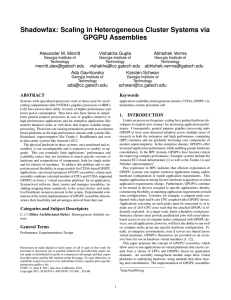 Shadowfax: Scaling in Heterogeneous Cluster Systems via GPGPU Assemblies