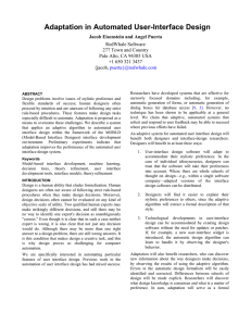 Adaptation in Automated User-Interface Design Jacob Eisenstein and Angel Puerta RedWhale Software