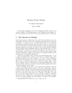 Musing About Design W. Michael McCracken July 16, 2004