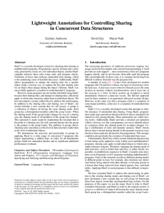 Lightweight Annotations for Controlling Sharing in Concurrent Data Structures Zachary Anderson David Gay