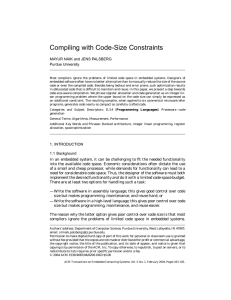 Compiling with Code-Size Constraints MAYUR NAIK and JENS PALSBERG Purdue University