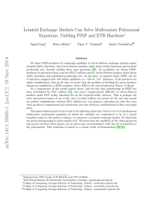 Leontief Exchange Markets Can Solve Multivariate Polynomial ∗ Jugal Garg