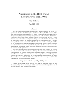 Algorithms in the Real World: Lecture Notes (Fall 1997)