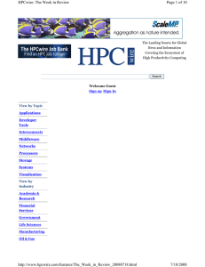 Page 1 of 10 HPCwire: The Week in Review
