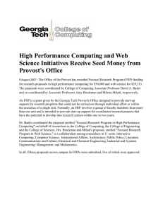 High Performance Computing and Web Science Initiatives Receive Seed Money from