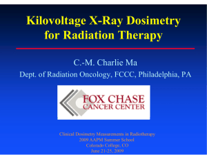 Kilovoltage X-R Kilovoltage X R Ray Dosimetry for Radiatio
