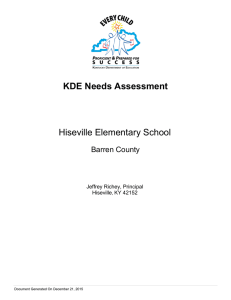 KDE Needs Assessment Hiseville Elementary School Barren County Jeffrey Richey, Principal