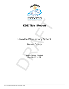 DRAFT KDE Title I Report Hiseville Elementary School Barren County