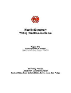 Hiseville Elementary Writing Plan Resource Manual