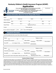 Application Kentucky Children's Health Insurance Program (KCHIP)