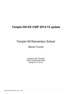 Temple Hill ES CSIP 2014-15 update Temple Hill Elementary School Barren County