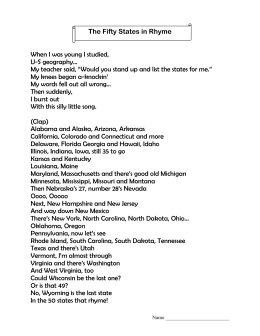 The Fifty States In Rhyme When I Was Young I Stu D The Fifty States In Rhyme When I Was Young I Stu D