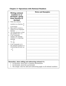 Chapter 2—Operations with Rational Numbers Writing rational numbers in as decimals—going