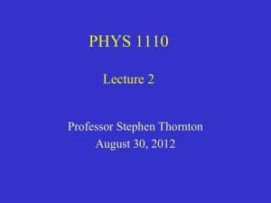 PHYS 1110 Lecture 2 Professor Stephen Thornton August 30, 2012
